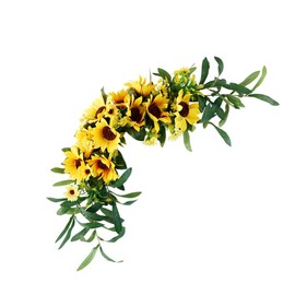BESPORTBLE Artificial Sunflower Swag Door Decorative Fake Flower Wreath Wall Hanging Flower for Front Door Wedding Home Floral Decorative