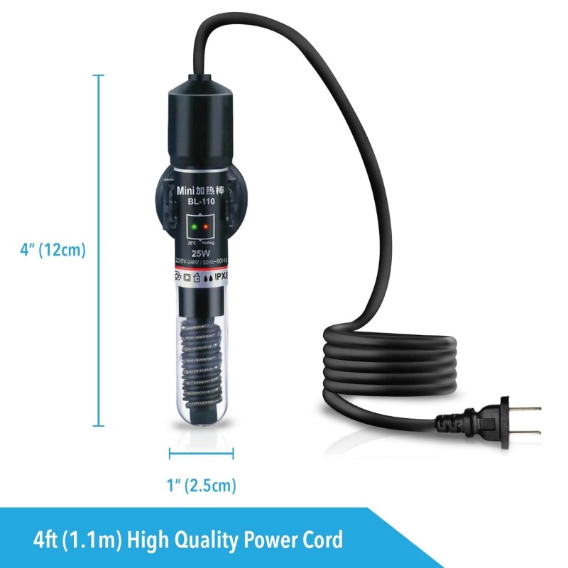 JOR Submersible Betta Heater with Sticker Thermometer for Aquarium &