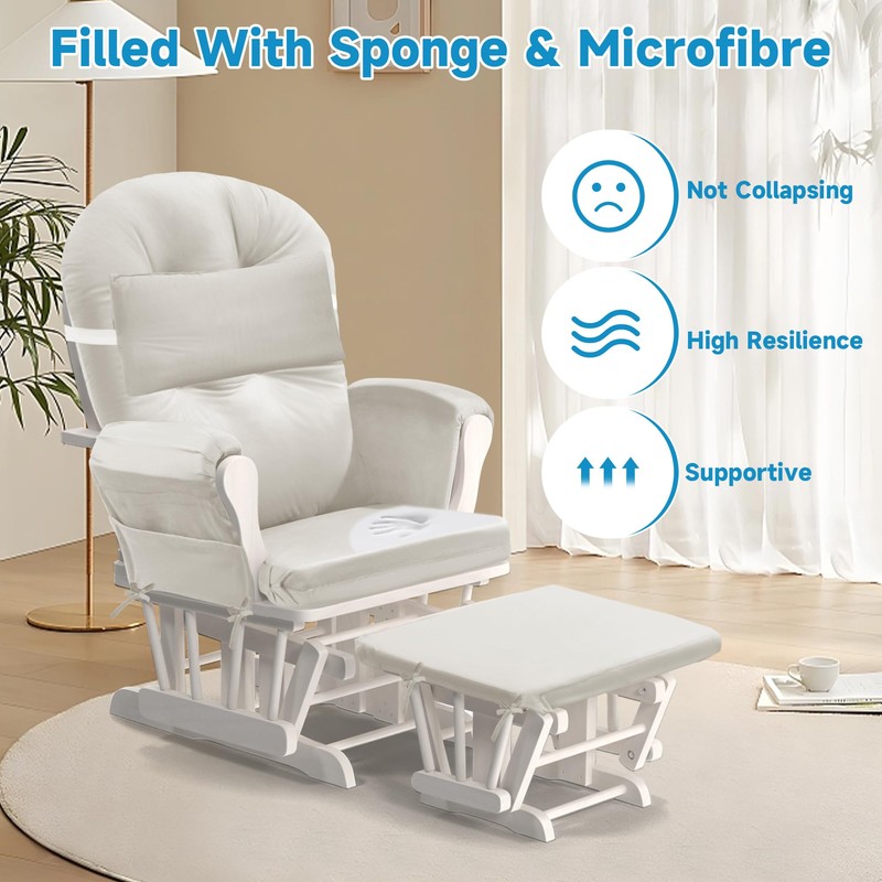 MABOZOO 6 PCS Glider Rocker Replacement Cushions with Storage Side
