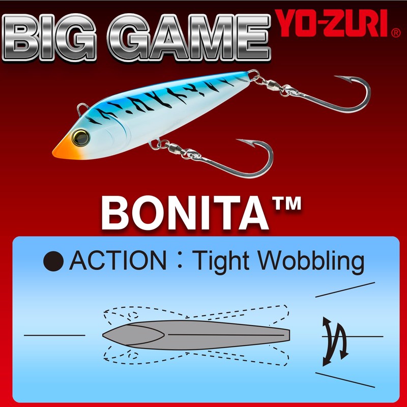 Yo-Zuri R1157-CRB Bonita Trolling Sinking Lure, Red/Black, 170mm 6-3/4"