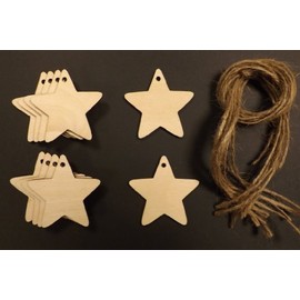 Star Shaped Wooden 90mm Gift Tags / Price Tags Pack of 10 shapes