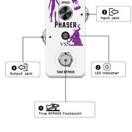 VSN Phaser Guitar Effect Pedal Analog Phase Effect Pedal Vintage Phase Effect For Electric Guitar Vintage Modern 2 Modes Guitar Phaser Pedals Mini Type True Bypass