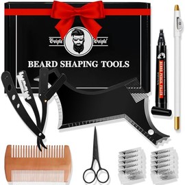Moldeador de Barba para Hombres Herramientas de Modelado de Barba - Regalos para Hombres Guía de Plantilla de Barba, Maquinilla de Afeitar de Borde Re