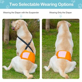 3 Pack Avont Dog Belly Bands Diapers Male with 1 Detachable Suspender, Reusable Washable Boy Doggie Pee Wraps with Harness, Separable Shoulder Strap Escape Proof & Non-Slip -Green/Orange/Blue XS