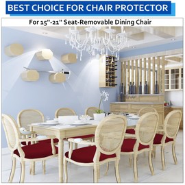 BUYUE Dining Room Chair Seat Covers Set of 4, TPU not Mixed, Friendly Jacquard Fabric Stretch Washable Slipcover for Kitchen Seat Cushions, Burgundy-4PCS