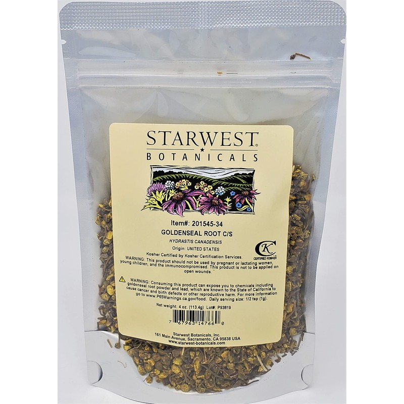 Starwest Botanicals Goldenseal Root Cut & Sifted Wildcrafted, 4 Ounces
