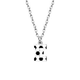 Astellea Football Gifts for Girls Boys Initial Necklace for Soccer Players Lovers Coach Fashion Football Letter Necklace Christmas Birthday Party Jewelry Present for Son Daughter Teenage (E)