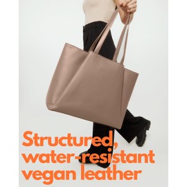 Work Tote Bags for Women 15.6 Inch - Laptop Tote Bag with Zip Compartments - Large PU Leather Office Purse Computer Briefcase