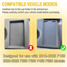 RAVOTOM Jump Seat Organizer Tray Expander for Ford 2018-2025 F150, 2023-2025 F250 F350 F450 F550 Accessories Super Duty Interior Armrest Storage Box Anti-Slip ABS Plastic Material