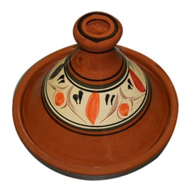Treasures Of Morocco Moroccan Cooking Tagine, Handmade Safe Glazed Traditional, Medium Size, 10 inches, Brown, Round, Clay