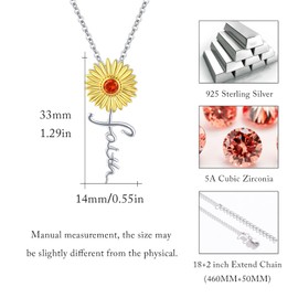 Sunflower Faith Necklace 925 Sterling Silver Cross Christian Religion You Are My Sunshine Pendant Necklaces for Women Mothers days