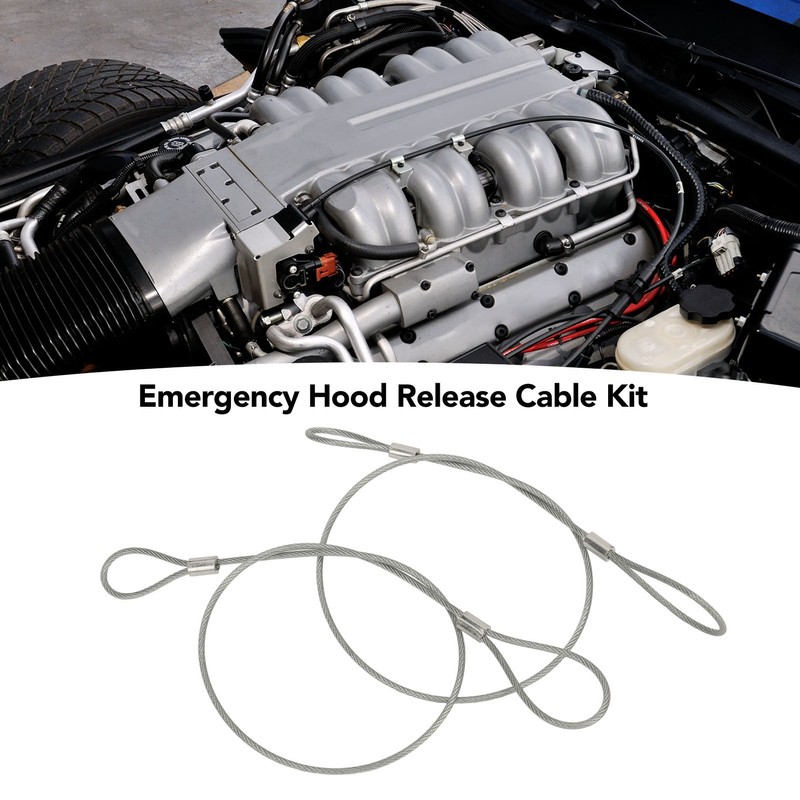 2Pcs Emergency Hood Release Cable Kit RP604802 Replacement for Corvette