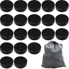 TESIN 20 Pack Sport Ice Hockey Pucks with Reusable Mesh Bag,Soft Polyurethane Foam Hockey Pucks for Practicing and Classic Training, Diameter 3", Thickness 1", Black,Training Equipment Hockey Gifts