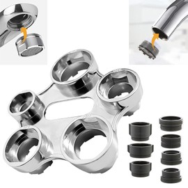 Aerator Service Key, 10 in 1 Aerator Mounting Key Tap Strainer Key, Mixing Nozzle Wrench Universal, Aerator Key with 7 Adapters, Tool with Replacement Tap Aerator