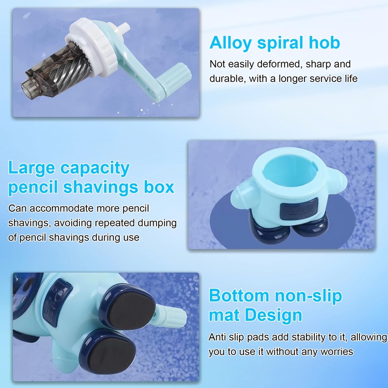 Manual Sharpener, Pencil Sharpener, Pencil Sharpener with Crank, 3 Thickness