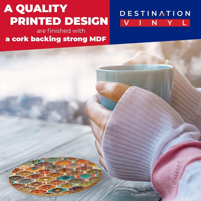 Destination Vinyl ltd 2 x MDF Glossy Top Coasters Round