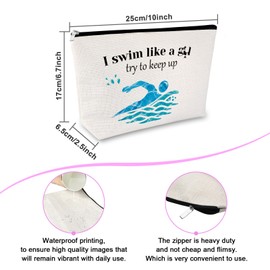 Swim Lover Gift Swimmer Gift Makeup Bag for Women Swim Team Gift Swim Coach Gifts for Female Swimmer Her Cosmetic Bag Birthday Graduation Gift for Her Daughter Sister Zipper Pouch