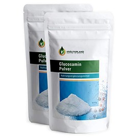 Kräuterland Glucosamine Powder 1 kg - 2 x 500 g High Purity and High Dose - 100% Pure Glucosamine Sulphate Powder in Premium Quality