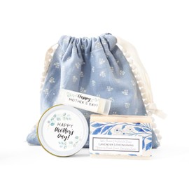 Happy Mother's Day - Gift bag with candle, soap, lip balm for wife, grandma, brunch from husband, toddler, baby, son or daughter