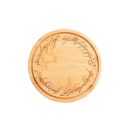 Lord of The Rings Decorative Wooden Cutting Board, Round Kitchen Chopping Board with Elvish Script, 'One Ring' Design (25cm)