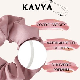 Kavya Hair Bobbles Scrunchies Silk, Premium Hair Scrunchies Women's Elastic Silk Scrunchie Large Soft Satin Scrunchie for Thick Thin Hair Hair Accessories Pack of 8