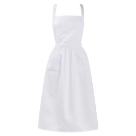 Tucnoeu Aprons for Women with Pockets, Long White Cute Apron, Cooking Aprons for Women,White Vintage Apron with Long Ties and Pockets