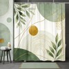 DYNH Sage Green Shower Curtain, Modern Abstract Gold Leaves Bathtub