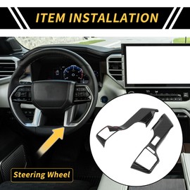 REPAIROCK 2pcs Steering Wheel Cover Trims for Toyota Tacoma 16-23 Steering Wheel Panel Decor Sticker Carbon Fiber Pattern ABS Black