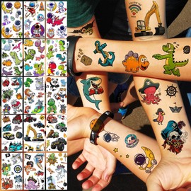 60 Blatt Bunt Cartoon Temporäre Tattoos Kinder Jungen Mädchen Gesicht, Klein Tiere Dinosaurier Bulldozer Traktor LKW Universum Weltraum Fake Tattoo Aufkleber Set, Party Zubehör Goodie Bags Füller