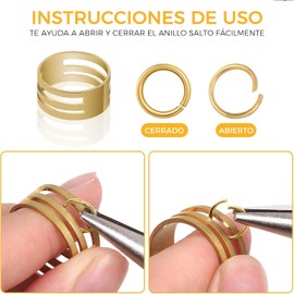Eslabones Aros de Salto para Suministros, Fabricación de Joyas y Reparación de Collares con Alicates para Aros de Salto y Aro de Salto Abierto (1200 Piezas Plata y Oro)