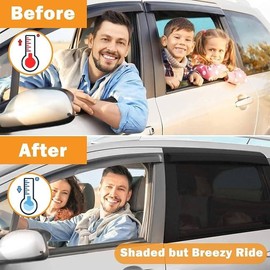 Frundoo Sun Protection Car Curtains, Stretchy & Breathable Sun Protection, Car Window Shade, All-Round Protection for Children, Prevention of Heat Stroke (Rear Row, 2 Pieces