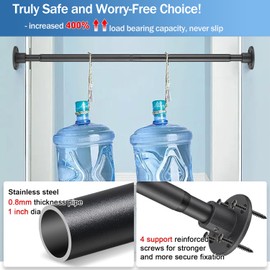 Heavy Duty Shower Curtain Rod - 28 to 76" Fixed Shower Curtain Rod Wall Mounted - Adjustable Extendable Rustproof for Bathroom,Room Divider,Bedroom,Doorway - Matte Black 2 Pack