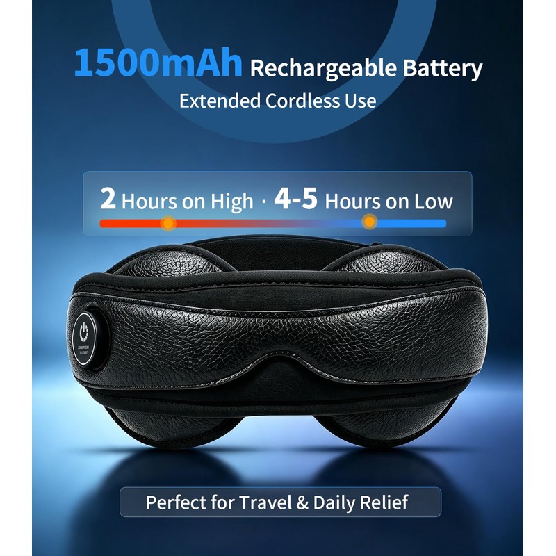 Cordless Heated Eye Mask Rechargeable with 4 Heat Settings &