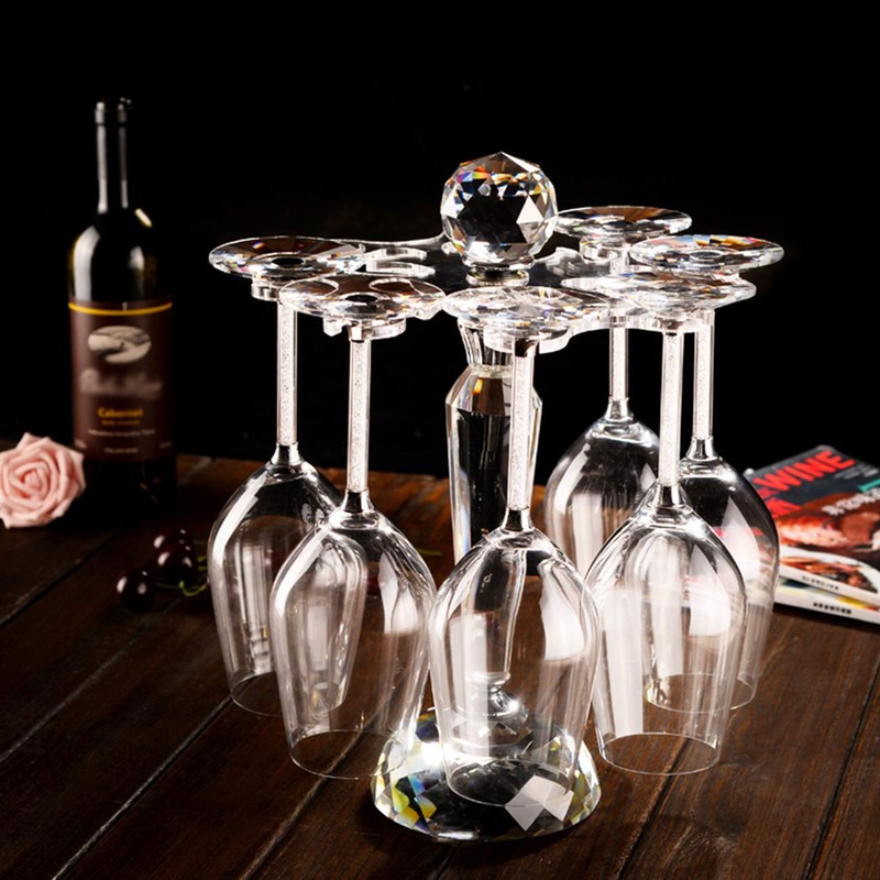 SHTWX Elegant Desktop Crystal Glass Stemware Rack/Rotate 8 Wine Glass