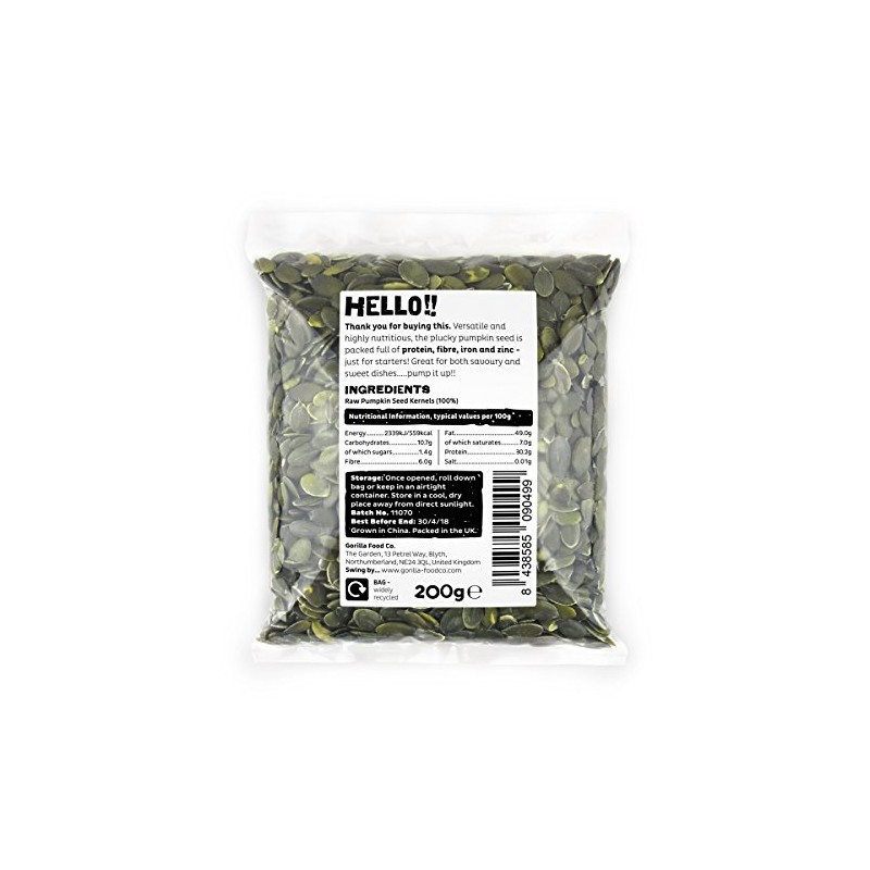 Gorilla Food Co. Natural Pumpkin Seeds - 200g