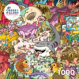 Seamonster Shenanigans 1000 Piece Jigsaw Puzzle for Adults & Kids 12+ - Colorful Underwater Scene with Whimsical Sea Creatures - Eco-Friendly Family Fun from Cross & Glory