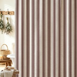 WOUVMA Brown Striped Shower Curtain Neutral