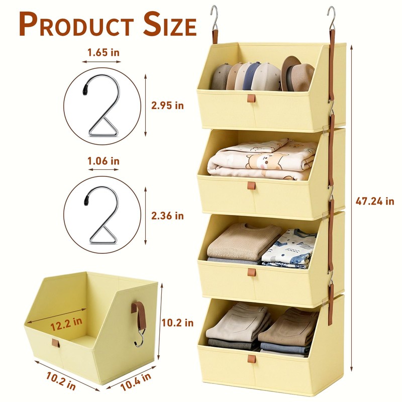 Hanging Closet Organizer 4 Tier, 4 Pack