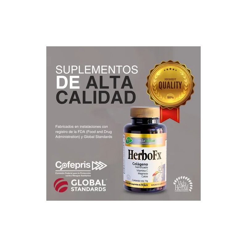 Vida Herbal Herbofx Colágeno Hidrolizado Suplemento 100com Sabor