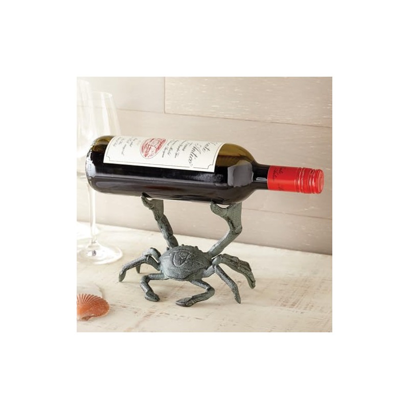 BLACK FOREST DECOR Ocean Crab Wine Bottle Holder, Iron, 6