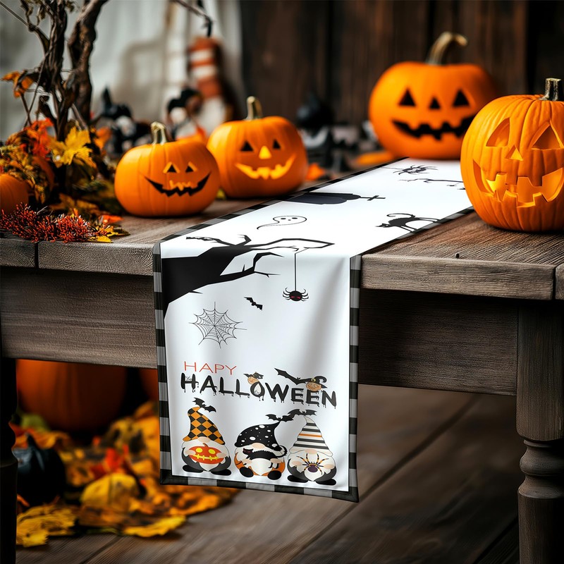 Halloween Table Runner, Happy Halloween Kitchen Dining Table Decorations, Table