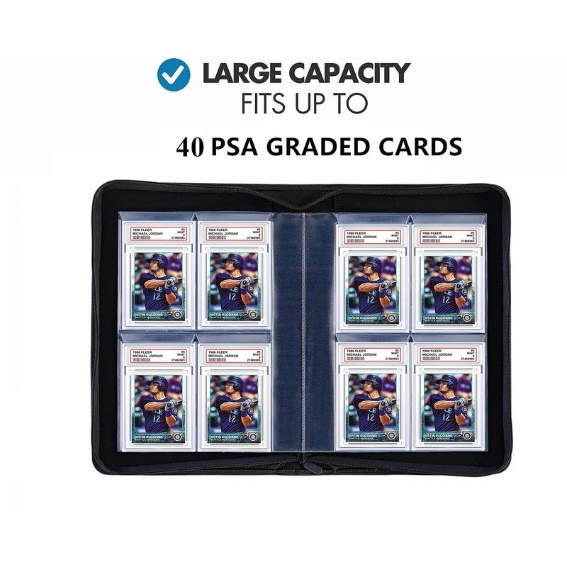 40 Pockets Graded Card Binder, Toploading PSA Slab Holder Album,