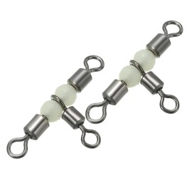 PATIKIL 3 Way Swivel 1.1x0.6 Inch, 30 Pack Cross Line T Turn Rolling Terminal Tackle with Luminous Beads for Catfish Surf Rig, Black