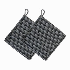 Eiyye Thick Crocheted Pot Holders, Handmade Hot Pads Crocheted Trivets for Kitchen hot Dishes(2-Pack), 8"x8" (Dark Grey)