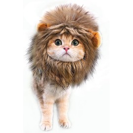 OaaXbbECco Lion Mane Wig for Cat Costume (Light Brown, Small)