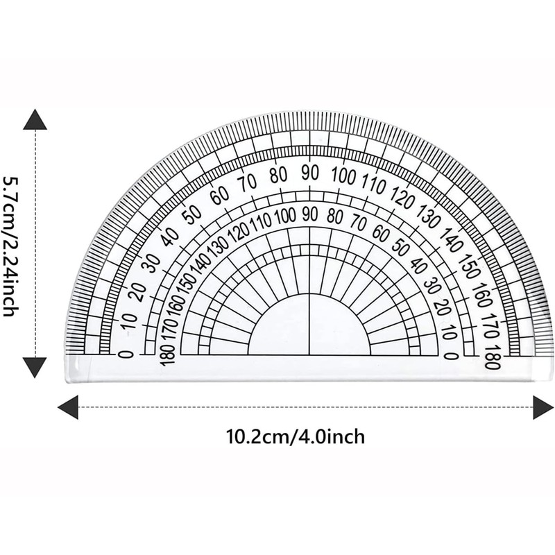 Math Protractors, EYLEER 10cm 180 Degrees Protractors Set, Clear Plastic