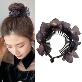 Hair Claw Clips Ponytail Holder Lace Bow Hair Clips with Ponytail Holder Nonslip Hair Accessories Women Headwear Shark Clip Hair Bun Fixed Clip