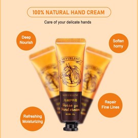 VREOM Mini Horse Oil Hand Cream 3pcs Natural Deep Moisturizing, Quick Absorption Non-Sticky Repair Dry Cracked Frostbite Portable Travel Pack (Horse Oil + Vitamin E)