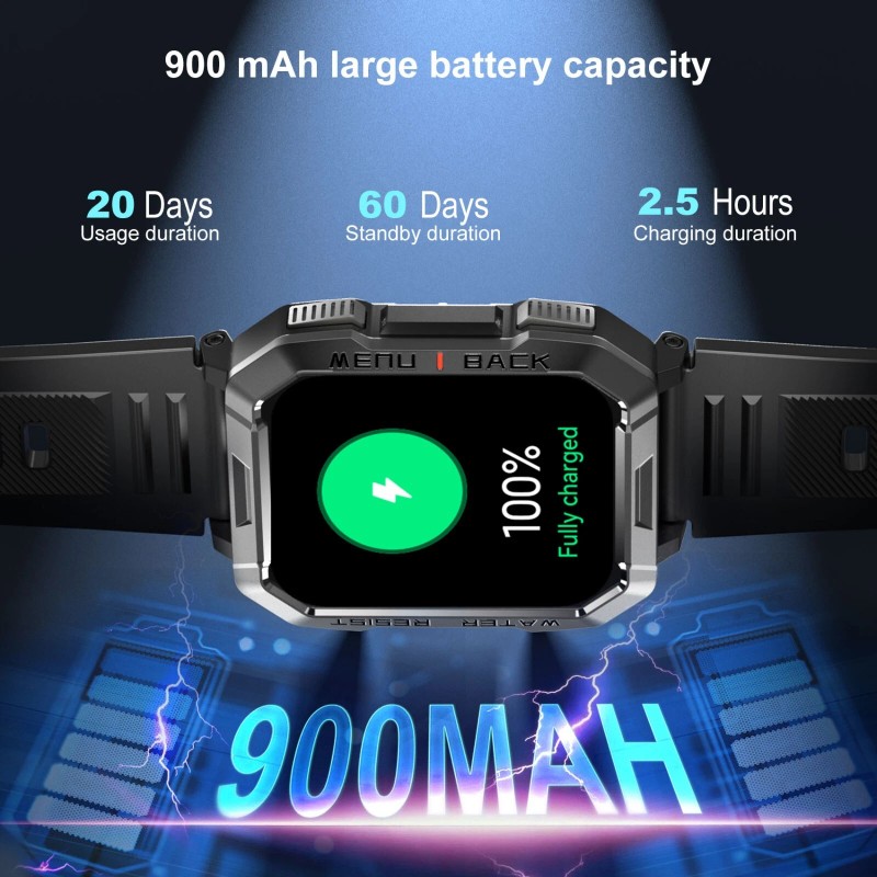 Relojes inteligentes militares para hombre Bluetooth llamada (responder/hacer llamada) 5