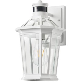 VIANIS Motion Sensor Outdoor Exterior Light Fixture, White Outdoor Porch Lights Wall Mount, Waterproof Dusk to Dawn Coach Lantern, Modern Outdoor Lights Fixtures for Garage, Front Door